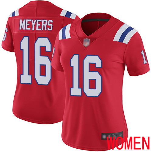 New England Patriots Football #16 Vapor Limited Red Women Jakobi Meyers Alternate NFL Jersey